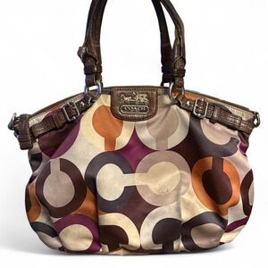 Y2K Coach Womens Signiture Circle Canvas Mini Hobo Bag